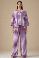 Lilac Stripe Cotton Pajama Set