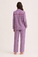 ⁦Lilac Stripe Cotton Pajama Set⁩ - الصورة ⁦3⁩