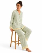 ⁦Light Green Striped Pajama Set⁩ - الصورة ⁦2⁩