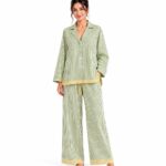 Light Green Striped Pajama Set