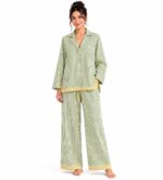 Light Green Striped Pajama Set