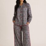 Blue Floral Ruffle Pajama Set