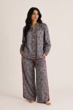 Blue Floral Ruffle Pajama Set