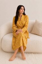 Golden Bloom Cotton Robe - Image 2