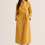 Golden Bloom Cotton Robe