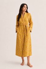 Golden Bloom Cotton Robe
