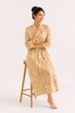 Floral Silk Lounge Robe – Off White - Image 2