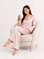 Blush Jacquard Satin Pajama Set - Image 2