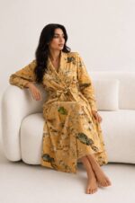 Golden Blossom Cotton Robe - Image 2