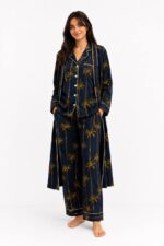 ⁦Midnight Palm Cotton Robe⁩ - الصورة ⁦3⁩
