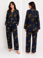 ⁦Midnight Palm Cotton Pajama Set⁩ - الصورة ⁦2⁩