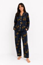 Midnight Palm Cotton Pajama Set