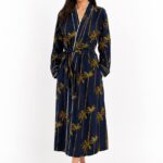 Midnight Palm Cotton Robe