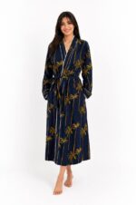 Midnight Palm Cotton Robe