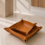 Multi-Purpose Leather Organizer Tray- set big and small