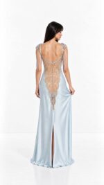 Baby Blue Silk Nightgown & Chiffon Robe Set - Image 3