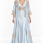 Baby Blue Silk Nightgown & Chiffon Robe Set