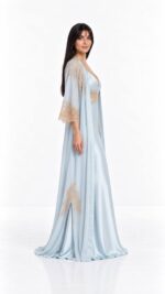 Baby Blue Silk Nightgown & Chiffon Robe Set - Image 4