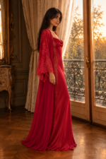⁦Luxury Silk Nightgown & Silk Robe Set⁩ - الصورة ⁦6⁩