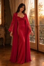 ⁦Luxury Silk Nightgown & Silk Robe Set⁩ - الصورة ⁦5⁩
