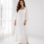Elegant White Cotton Lace Nightgown