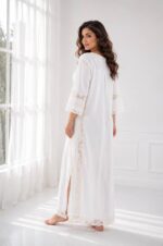 Elegant White Cotton Lace Nightgown - Image 3