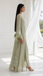 Sage Elegance French Crepe Nightgown & Sheer Robe Set - Image 3