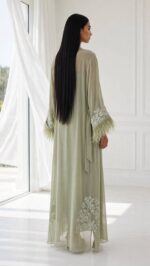 Sage Elegance French Crepe Nightgown & Sheer Robe Set - Image 4