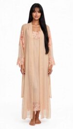 Luxury Silk Nightdress with Sheer Chiffon Robe