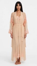 Luxury Silk Nightdress with Sheer Chiffon Robe - Image 2