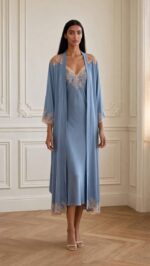 Celeste Luxury Silk Nightgown & Silk Robe Set