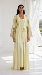 Golden Pearl Luxury Silk Nightgown & Silk Robe Set - Image 2