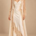 Off-White Silk Nightgown & Lace Chiffon Robe Set
